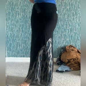 Legatte by Save the Queen Chic Black and Gray cheetah Women's Maxi Skirt